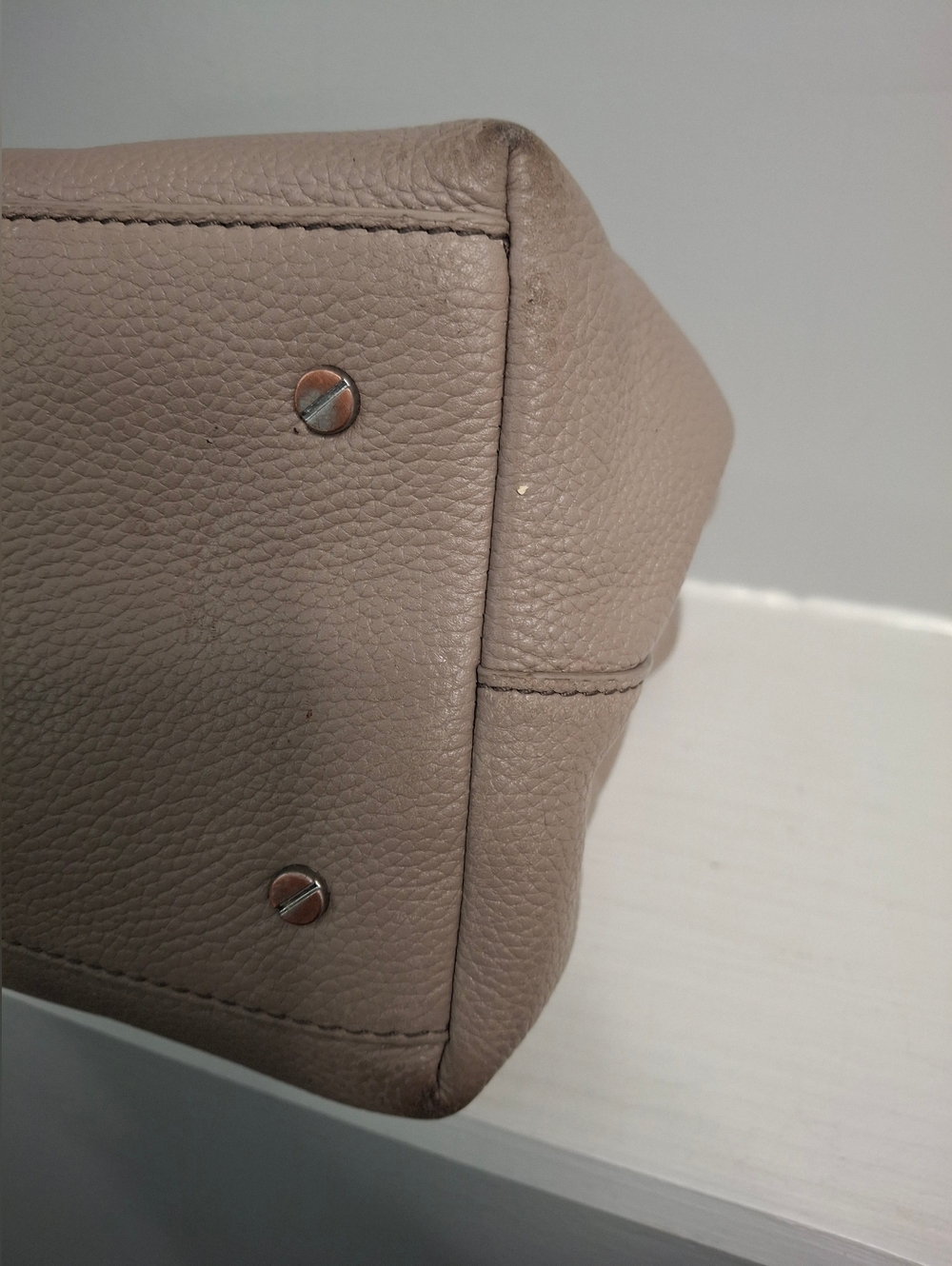 Tory Burch Taupe Pebbled Leather Chain Strap Tote Shoulder Bag Large - Picture 5 of 10